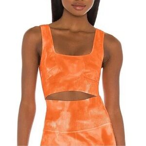 Orange FP Movement Good Karma Square-Neck Tie Dye Bra M/L